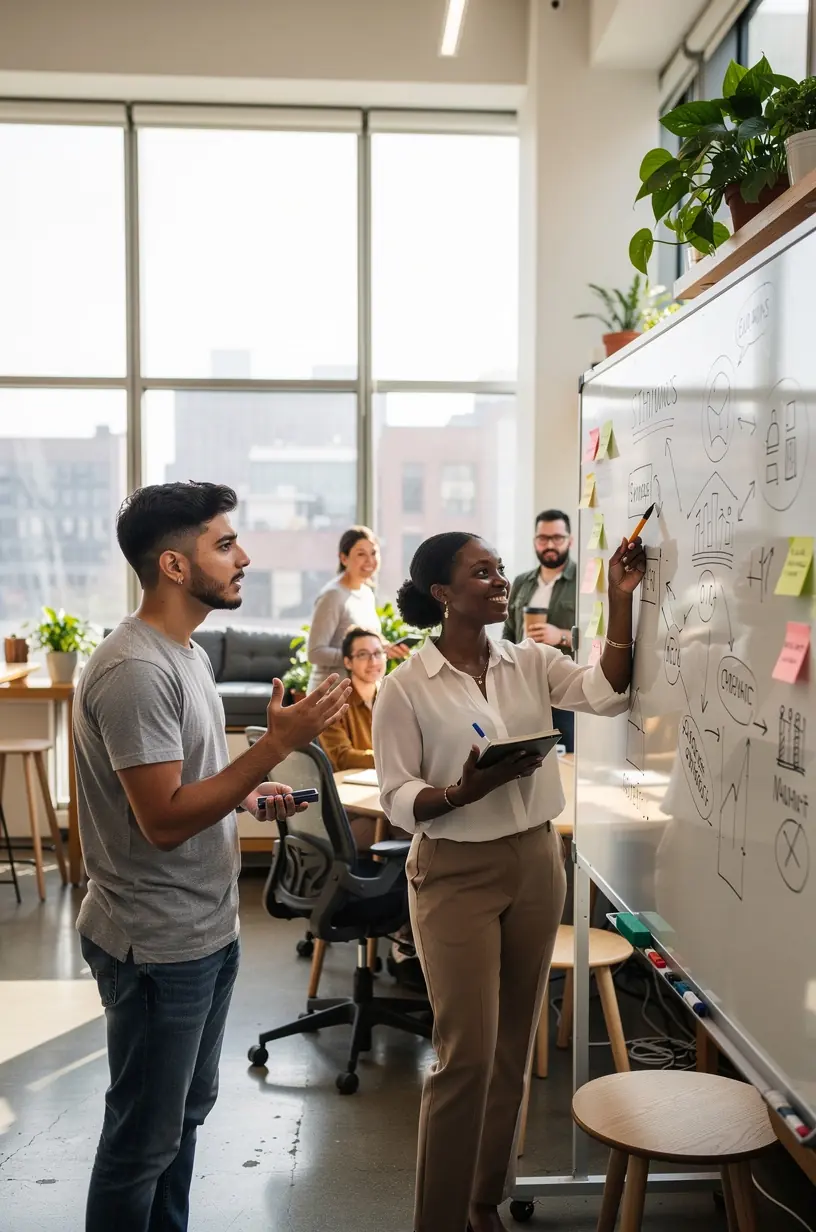 Professional team collaboration in modern office